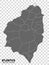 Atlantico Department of Colombia map on transparent background. Blank map of Atlantico with regions in gray