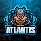 Atlantis mascot esport logo design