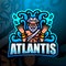 Atlantis mascot esport logo design