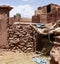 Atlas mountains, old antique walls, bricks in desert in Morocco, in the desert, in Africa