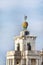 Atlas statues dogana di mare customs house at grand canal in venice italy. 17th century atlases hold globe with weathervane on top