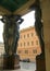 Atlas statues at the portico entrance of the Hermitage Museum, St. Petersburg, Russia