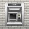 ATM Bank Cash Machine on a Brick Wall Background