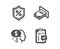 Atm money, Loan percent and Pay icons. Checklist sign. Dollar currency, Protection shield, Beggar. Survey. Vector