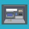 ATM payment vector. ATM machine with hand and credit card.