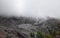 The atmosphere of Mount Tangkuban Parahu in the late afternoon in Bandung, West Java.