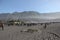 The atmosphere in the sea of sand of Mount Bromo in the Bromo Tengger Semeru National Park