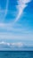 Atmosphere VERTICAL panorama real photo beauty nature wallpaper. Fantastic sky view clouds cumulus cirrus stratus sea