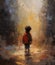 An atmospheric artwork evoking the fear and resilience of a child facing darkness. Generative AI