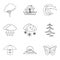 Atmospheric condition icons set, outline style