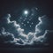 Atmospheric image capturing the night sky adorned with clouds, creating a moody.