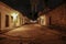 Atmospheric night view of illuminated street and buildings in historical center of Paraty, Brazil, Unesco World Heritage