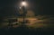 atmospheric spooky bench in park