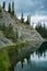 Atmospheric vertical photo horseshoe lake McKinley Park , Alaska