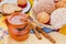 Atole de chocolate, mexican traditional beverage and bread, Made with cinnamon and chocolate in Mexico