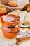 Atole de chocolate, mexican traditional beverage and tamales, Made with cinnamon and chocolate in Mexico