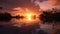 Atoll: A Serene Lake Reflecting A Stunning Sunset