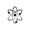 Atom black icon on white bakground, vector