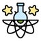 Atom chemical flask icon color outline vector