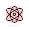 Atom, Education, Physics, Science Abstract Circle Background Flat color Icon