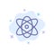 Atom, Education, Physics, Science Blue Icon on Abstract Cloud Background