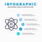 Atom, Education, Physics, Science Line icon with 5 steps presentation infographics Background