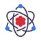 Atom, Electrons Rotating in Orbits around Atomic Nucleus, Science, Education, Scientific Research Symbol Flat Style