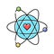 atom with heart core color icon vector illustration