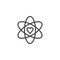 Atom and heart shape outline icon