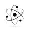 Atom icon. Logo atomic neutron black color isolated on white background. Nuclear atom. Icon nucleus. Orbit spin. Proton core 