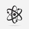 Atom icon. Molecule chemical sign on light background. Vector