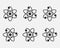 Atom icon set. Nuclear icon. Electrons and protons. Science sign. Molecule Icon on grey background. Vector illustration.