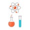 Atom icon vector chemical jar illustration.