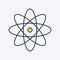 Atom icon. Vector illustration of an atom or molecule. It represents concept of physics, molecule structure, school education,