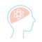 Atom inside human head line style icon vector design