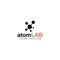 Atom lab logo design, symbol of science