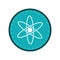 Atom molecule structure model blue circle
