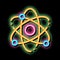 Atom Nucleus And Electron neon glow icon illustration