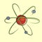 Atom: nucleus and electrons in orbital, vector illustration