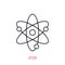 Atom with nucleus and electrons. Outline icon. Vector illustration. Symbols of scientific research, nucleus technology