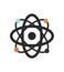 Atom nucleus logo isolated on white background