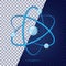 Atom orbit icon. Quantum physics. Blue color logo isolated on background. Medical symbol. Nuclear energy. Molecule structure