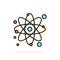 Atom, Particle, Molecule, Physics Abstract Circle Background Flat color Icon