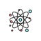 Atom, Particle, Molecule, Physics  Flat Color Icon. Vector icon banner Template