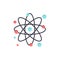 Atom, Particle, Molecule, Physics  Flat Color Icon. Vector icon banner Template