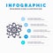 Atom, Particle, Molecule, Physics Line icon with 5 steps presentation infographics Background