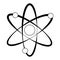 Atom science symbol isolated in black and white