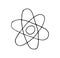Atom structure icon in doodle sketch lines. Science technology school college education molecule particles