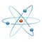 Atom symbols of nuclear energy icon. Scientific research and molecular chemistry. Vector atomic structure with orbital