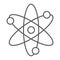 Atom thin line icon, school and education, physics